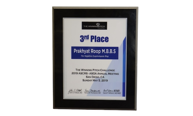 Top 3 in the world, two times in a row, in  ASCRS winning pitch challenge